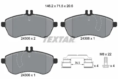 Передние тормозные колодки textar 2430601