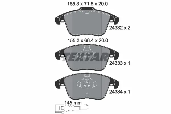Передні тормозні (гальмівні) колодки Textar 2433301 (фото 1)