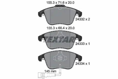 Передні тормозні (гальмівні) колодки Textar 2433301