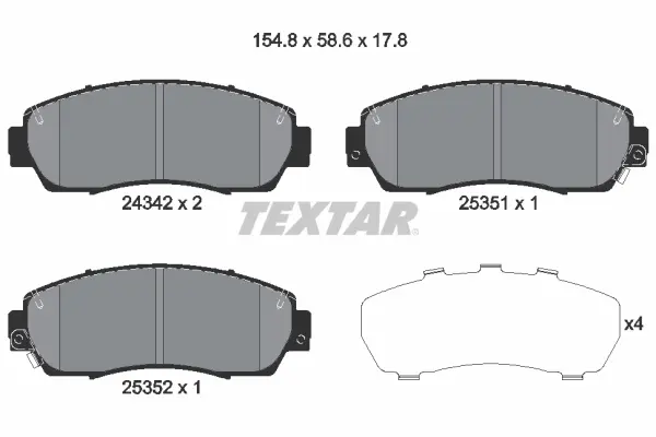Передние тормозные колодки textar 2434201