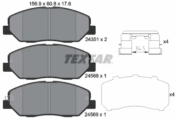 Передние тормозные колодки textar 2435101