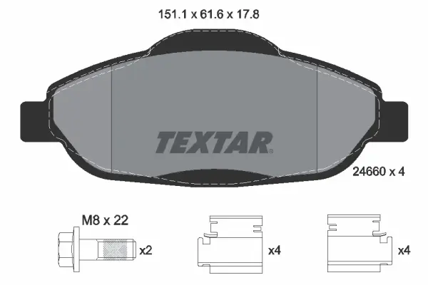 Передние тормозные колодки textar 2466001