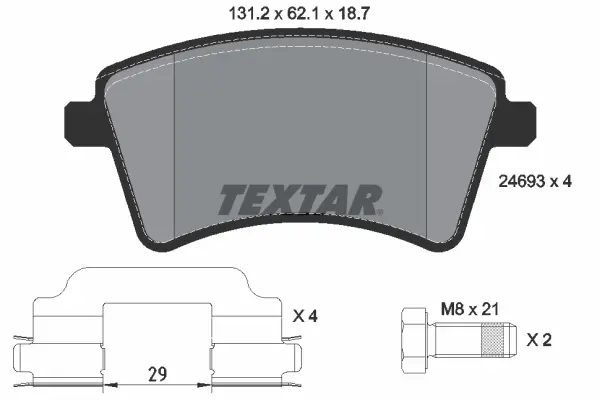 Передні тормозні (гальмівні) колодки Textar 2469301 (фото 1)