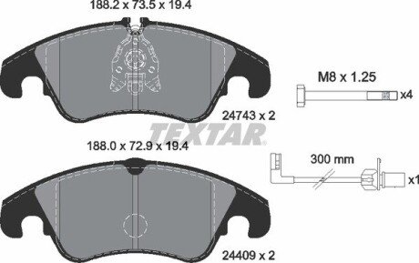 Передні тормозні (гальмівні) колодки textar 2474301