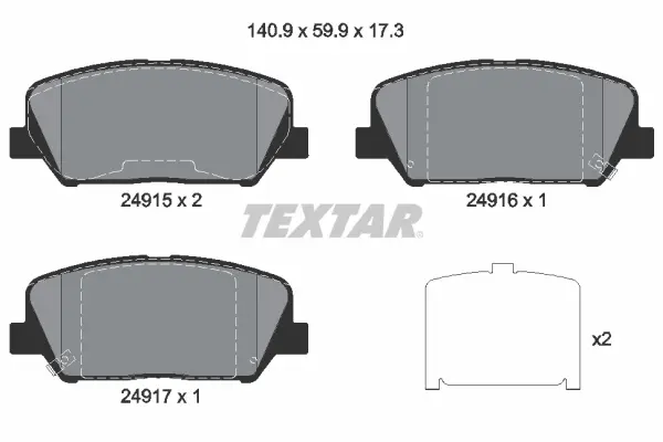 Передні тормозні (гальмівні) колодки Textar 2491501 (фото 1)