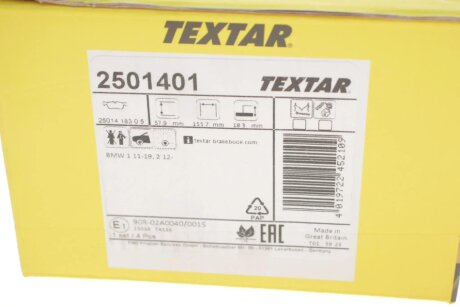 Передні тормозні (гальмівні) колодки textar 2501401
