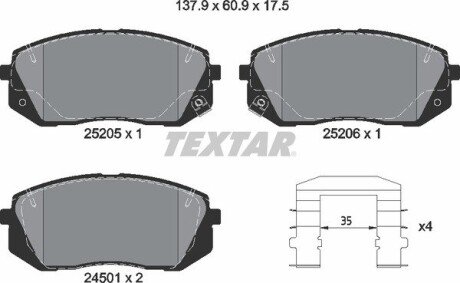 Передні тормозні (гальмівні) колодки textar 2520501