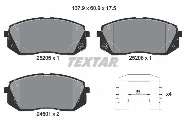 Передні тормозні (гальмівні) колодки Textar 2520501 (фото 1)