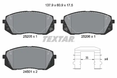 Передні тормозні (гальмівні) колодки Textar 2520501
