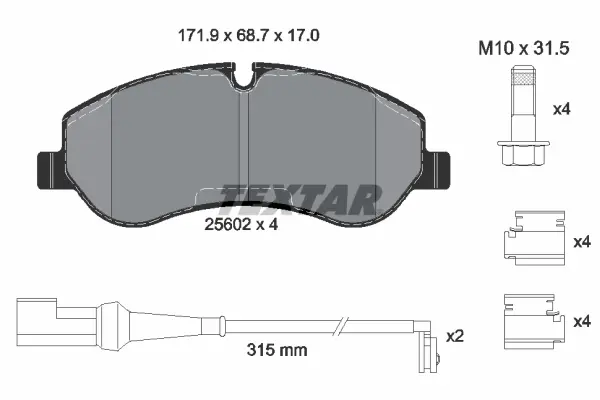 Передні тормозні (гальмівні) колодки Textar 2560201 (фото 1)