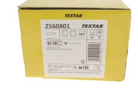 Передние тормозные колодки textar 2560801