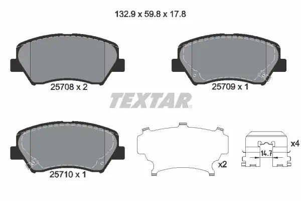 Передние тормозные колодки textar 2570801