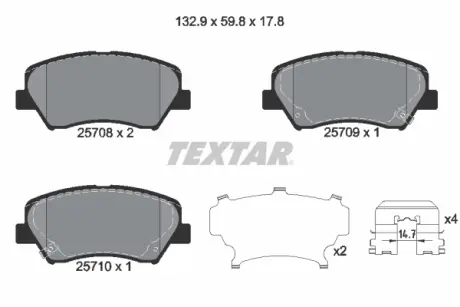 Передні тормозні (гальмівні) колодки Textar 2570801