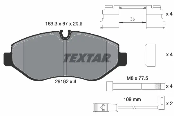 Передні тормозні (гальмівні) колодки Textar 2919202 (фото 1)