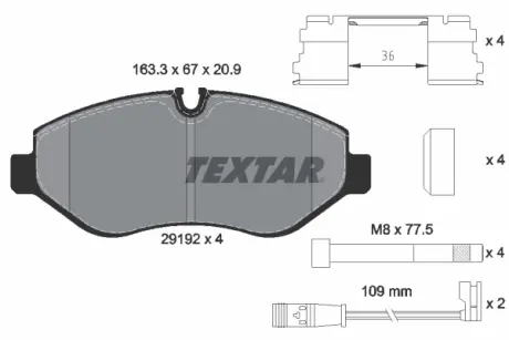 Передні тормозні (гальмівні) колодки Textar 2919202