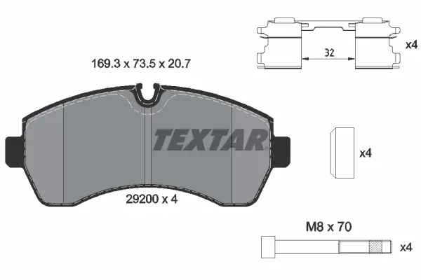 Передні тормозні (гальмівні) колодки Textar 2920002 (фото 1)