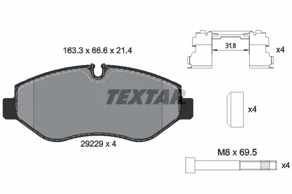 Передние тормозные колодки textar 2922901