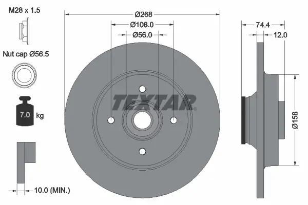 Тормозной диск textar 92168703