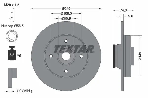Тормозной диск textar 92194103