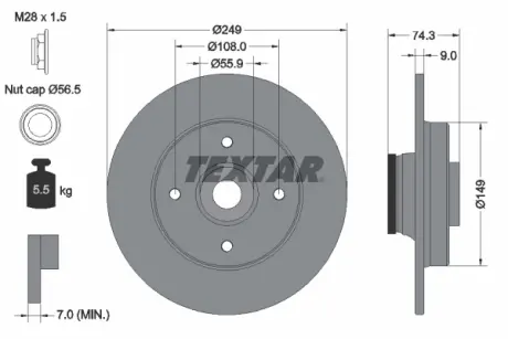 Тормозной диск textar 92194103