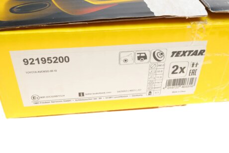 Тормозной диск textar 92195200