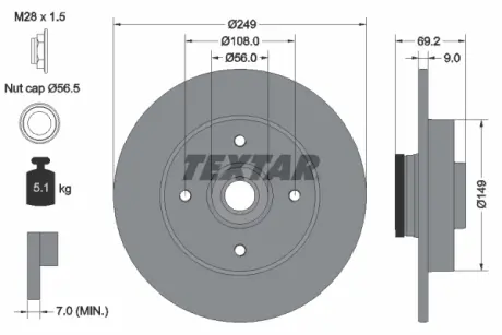 Тормозной диск textar 92202103