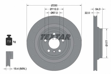 Вентилируемый тормозной диск textar 92254505