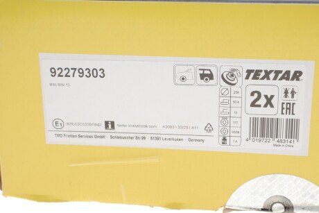 Гальмівний диск textar 92279303