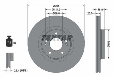 Вентилируемый тормозной диск textar 92292203