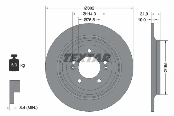 Тормозной диск textar 92294803