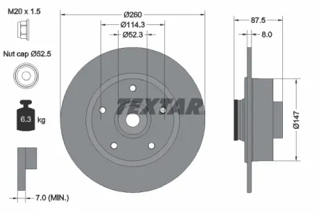 Тормозной диск textar 92295203