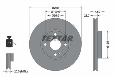 Вентилируемый тормозной диск textar 92300903