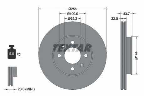 Вентильований гальмівний диск textar 92304603