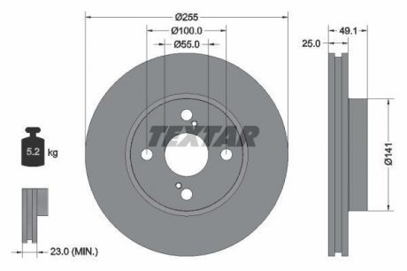 Вентилируемый тормозной диск textar 92125903