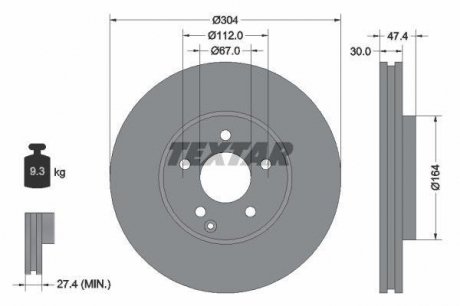Вентильований гальмівний диск textar 92152105