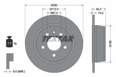 Задній гальмівний (тормозний) диск textar 92074503