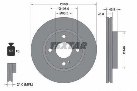 Вентилируемый тормозной диск textar 92176003