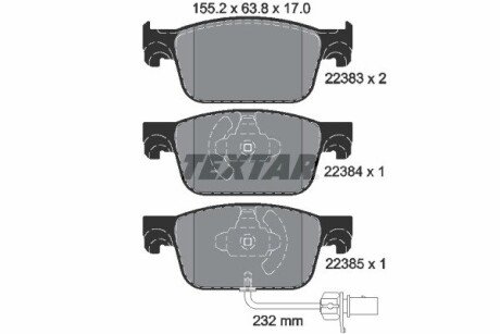 Тормозні (гальмівні) колодки textar 2238301