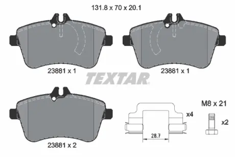 Тормозные колодки textar 2388101