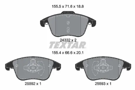Тормозні (гальмівні) колодки Textar 2433205