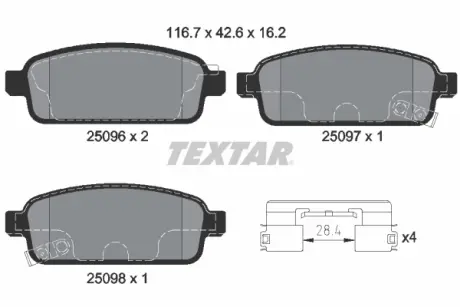 Тормозні (гальмівні) колодки textar 2509606