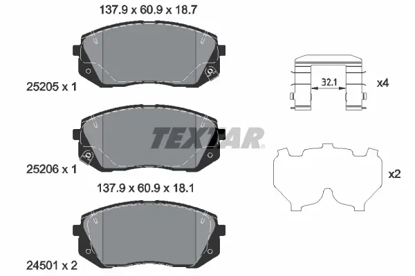 Тормозные колодки textar 2520504
