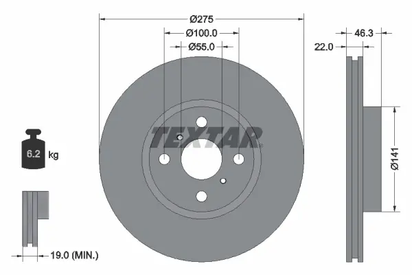 Вентилируемый тормозной диск textar 92156200