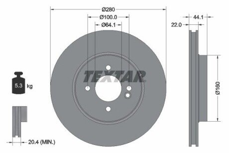 Вентильований гальмівний диск textar 92157905 на MINI MINI