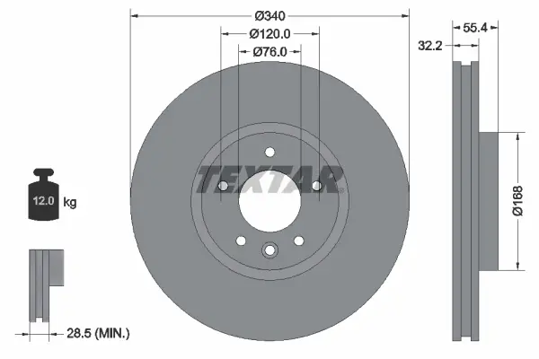 Вентильований гальмівний диск Textar 92230305 (фото 1)