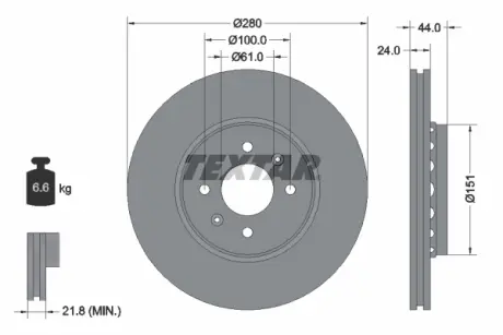 Вентильований гальмівний диск Textar 92254603