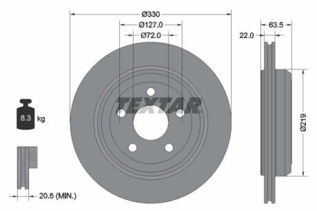 Вентильований гальмівний диск textar 92273403 на Jeep Grand Cherokee