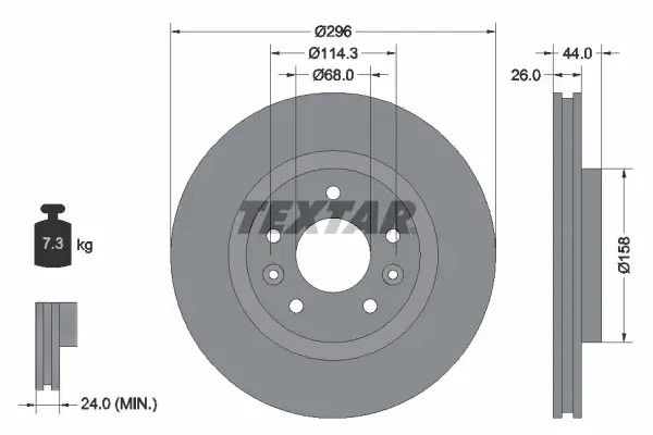 Вентильований гальмівний диск Textar 92274203 (фото 1)