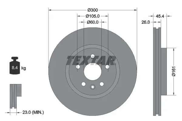 Вентилируемый тормозной диск textar 92277203