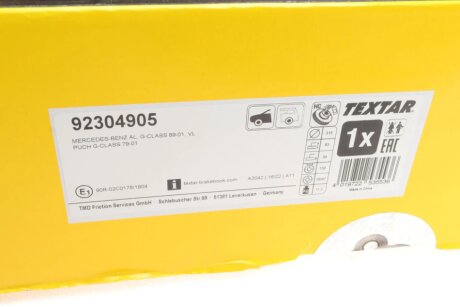 Вентилируемый тормозной диск textar 92304905